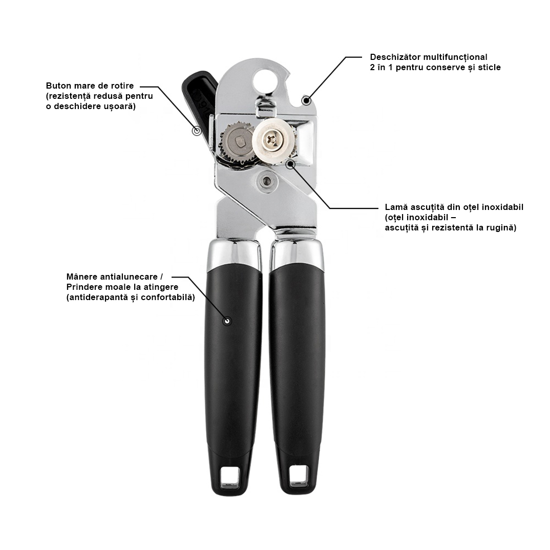 Set deschizatoare bucatarie premium – Tirbuson somelier lemn trandafir + Deschizator conserve inox multifunctional - imagine 19