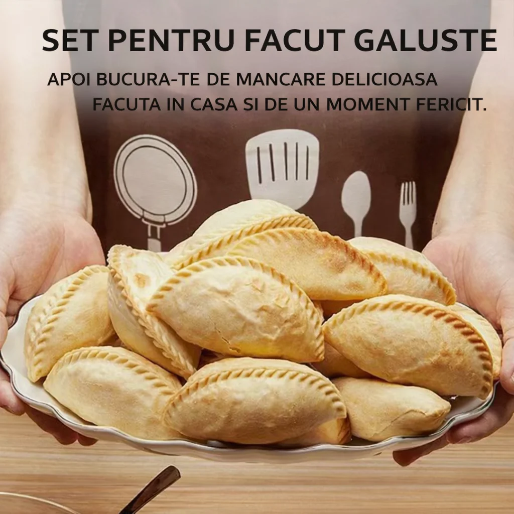 Set forme bucatarie pentru aluat – 3 matrite galuste, ravioli, empanadas + 12 forme metalice fursecuri (4 modele, 3 marimi) - imagine 4
